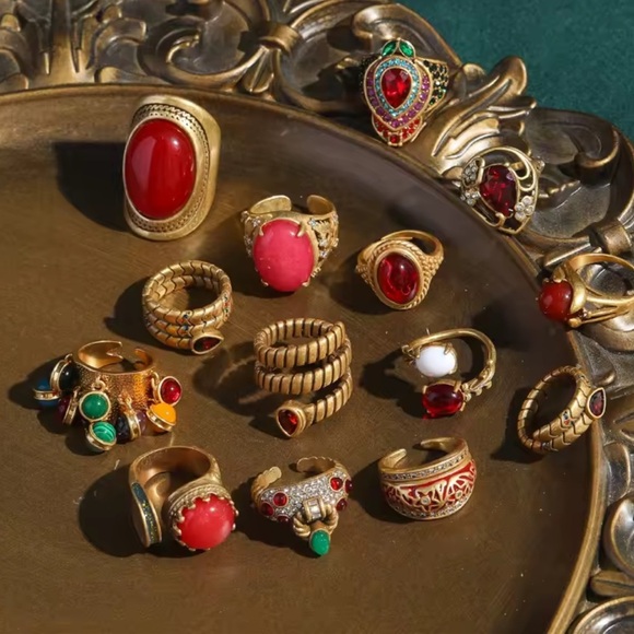 Imperial Jade Emerald Dynasty Antique Brass Masterpiece Ring - Picture 4 of 7